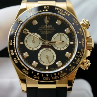 Daytona Black Dial Black Bezel Golden Case Oysterflex Bracelet