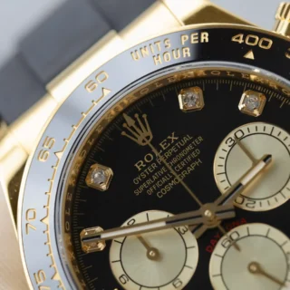 Daytona Black Dial Black Bezel Golden Case Oysterflex Bracelet
