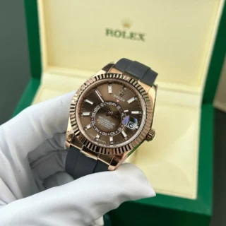 Sky Dweller Chocolate Dial Rose Gold Case Oysterflex Bracelet
