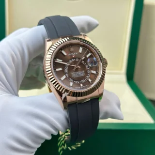 Sky Dweller Chocolate Dial Rose Gold Case Oysterflex Bracelet