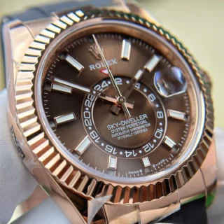Sky Dweller Chocolate Dial Rose Gold Case Oysterflex Bracelet