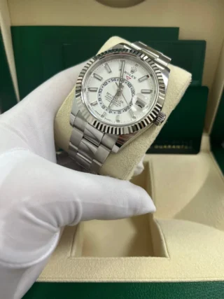 Superclone Sky-Dweller Intense white Dial 336934 Perspective View