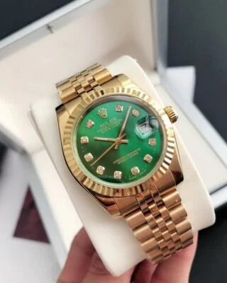 Datejust RG/RG Jub Green/Dial Perspective View
