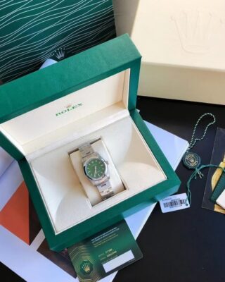 Oyster Perpetual SS/SS Green/Stk Angle Detail