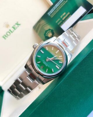 Oyster Perpetual SS/SS Green/Stk Profile Shot