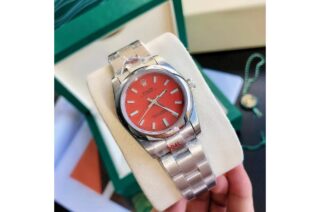 Oyster Perpetual SS/SS Red/Stk Perspective View