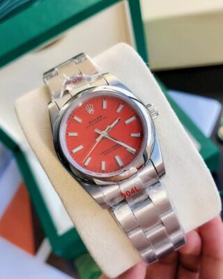 Oyster Perpetual SS/SS Red/Stk Perspective View