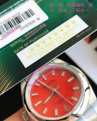 Oyster Perpetual SS/SS Red/Stk Profile Shot
