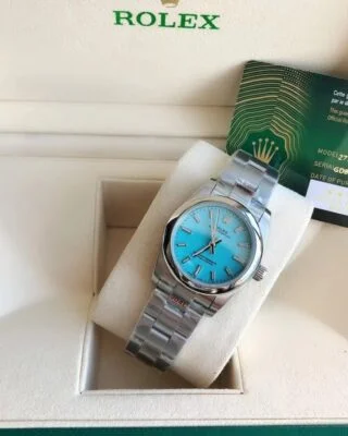 Oyster Perpetual SS/SS Tiffany Blue/Stk Design Element