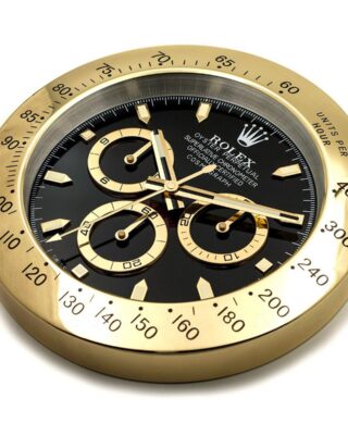 WALL CLOCK – DAYTONA GOLD/BLACK DIAL Perspective View