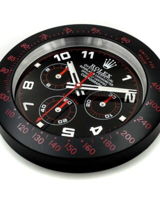 WALL CLOCK – DAYTONA BLACK/RED BEZEL Perspective View