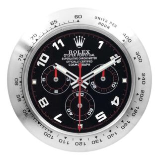 WALL CLOCK – DAYTONA BLACK/SILVER Perspective View