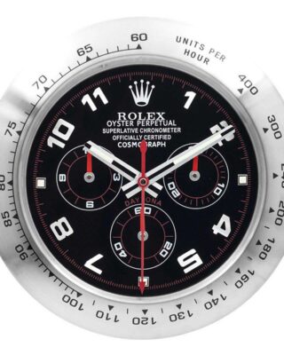 WALL CLOCK – DAYTONA BLACK/SILVER Perspective View