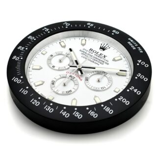 WALL CLOCK – DAYTONA WHITE DIAL BLACK BEZEL Perspective View