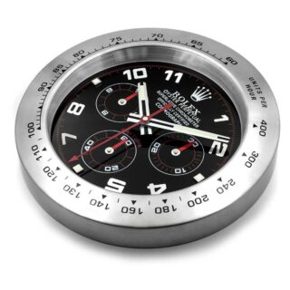 WALL CLOCK – DAYTONA BLACK/SILVER Angle Detail