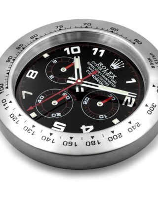 WALL CLOCK – DAYTONA BLACK/SILVER Angle Detail