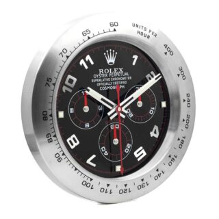 WALL CLOCK – DAYTONA BLACK/SILVER