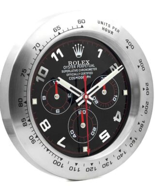 WALL CLOCK – DAYTONA BLACK/SILVER