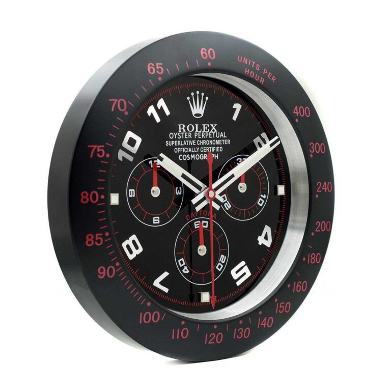 WALL CLOCK – DAYTONA BLACK/RED BEZEL