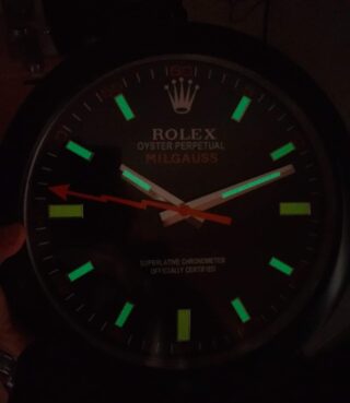WALL CLOCK – MILGAUSS BLACK/ORANGE Close-Up Focus