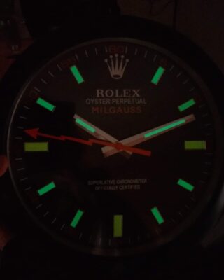 WALL CLOCK – MILGAUSS BLACK/ORANGE Close-Up Focus