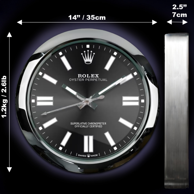 WALL CLOCK – OYSTER PERPETUAL BLACK Angle Detail