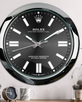 WALL CLOCK – OYSTER PERPETUAL BLACK Close-Up Focus