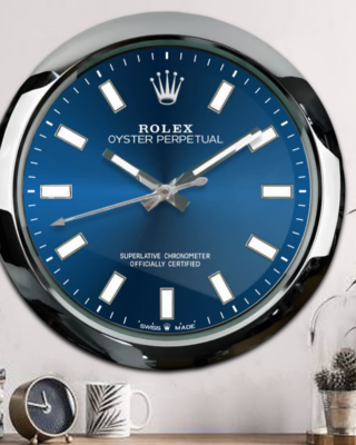 WALL CLOCK – OYSTER PERPETUAL BLUE Close-Up Focus