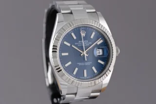 Datejust Blue Dial 126334 Oyster Style Perspective