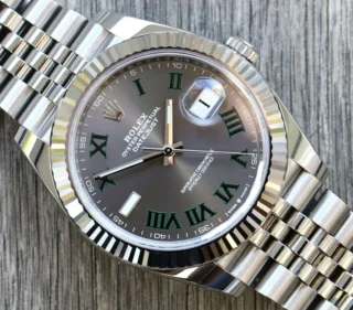 Superclone Datejust Rhodium Dial 126334 "Wimbledon" Flutted / Jubilee Angle Detail