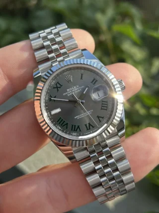Superclone Datejust Rhodium Dial 126334 "Wimbledon" Flutted / Jubilee Alternate Angle