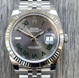 Superclone Datejust Rhodium Dial 126334 "Wimbledon" Flutted / Jubilee Visual Detail