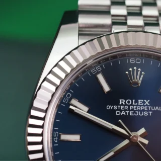 Datejust Blue Dial 126334 Jubilee Style Perspective