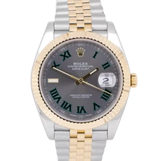 Superclone Datejust Rhodium Dial 126333 "Wimbledon" Flutted / Jubilee Perspective View
