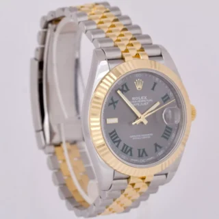 Superclone Datejust Rhodium Dial 126333 "Wimbledon" Flutted / Jubilee Angle Detail