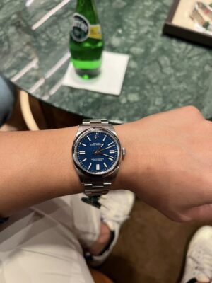 Blue Dial 40mm Oyster Perpetual enjoying an evening