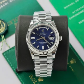 Day-Date Blue Fluted Bezel Presidential Bracelet