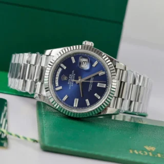 Day-Date Blue Fluted Bezel Presidential Bracelet