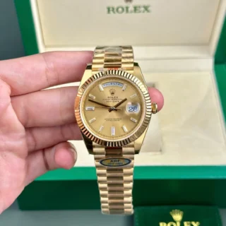 Day-Date Champagne Dial Fluted Bezel Gold Presidential Bracelet
