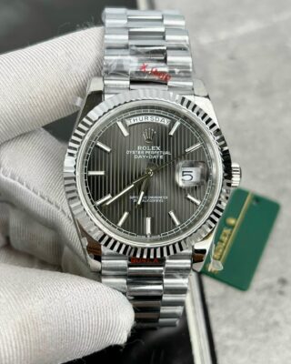 Alternative view of Superclone Rolex Day-Date Grey Stick Tapestry Dial 228239-0002 40 mm