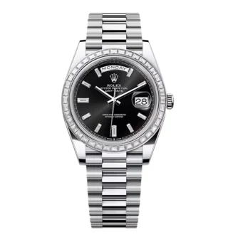 Superclone Rolex Day-Date Bright Black Diamond Dial 228396tbr-0012 40 mm