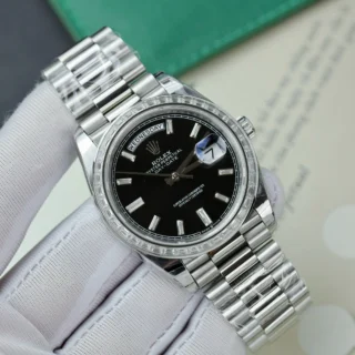 Day Date Black Dial Diamond Bezel Presidential Bracelet