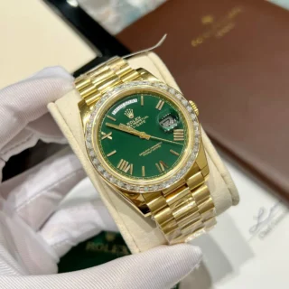 Day Date Green Dial Diamond Bezel Presidential Bracelet