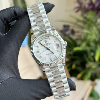 Day-Date Meteorite Dial Fluted Bezel Presidential Bracelet