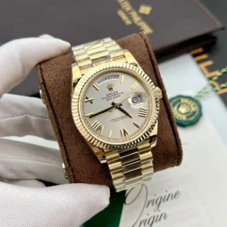 Day Date Silver Dial Fluted Bezel Presidential Bracelet