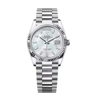 Superclone Rolex Day-Date White Mother-of-Pearl Diamond Dial 128236-0021 36 mm