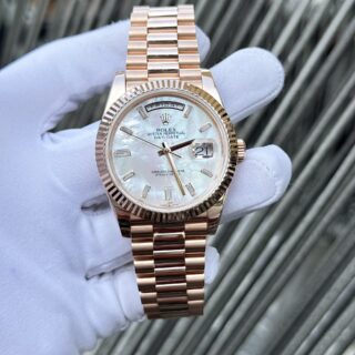 Alternative view of Superclone Rolex Day-Date White Mother-of-Pearl Diamond Dial 128235-0078 36 mm