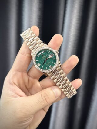 Alternative view of Superclone Rolex Day-Date Green Aventurine Diamond Dial 128345rbr-0068 36 mm