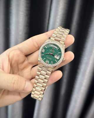 Superclone Rolex Day-Date Green Aventurine Diamond Dial 128345rbr-0068 36 mm - Image 4