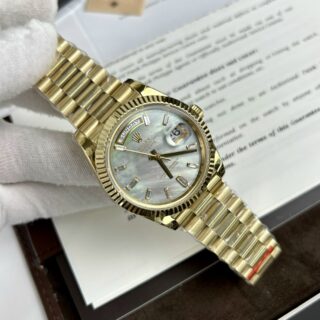 Alternative view of Superclone Rolex Day-Date White Mother-of-Pearl Diamond Dial 128238-0123 36 mm